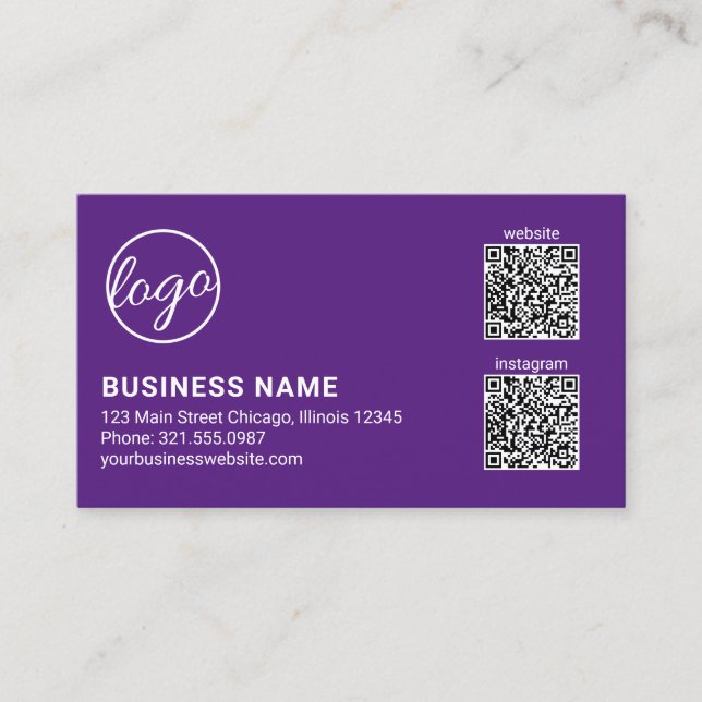 Professionelles lila Logo QR-Code Modern Visitenkarte (Vorderseite)