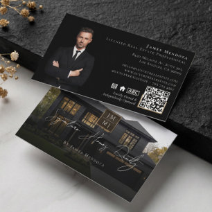 Professionelles Luxus Schwarzes Immobilienmakler-F Visitenkarte
