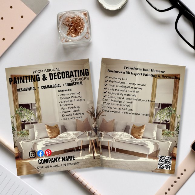 Professionelles Maler- und Dekorationsservice-Flug Flyer (Von Creator hochgeladen)