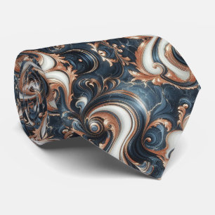 Professionelles Marineblau, Weiß und Kupfermarmor Krawatte
