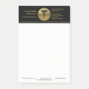 Professionelles medizinisches 3D-Gold-Caduceus-Emb Post-it Klebezettel