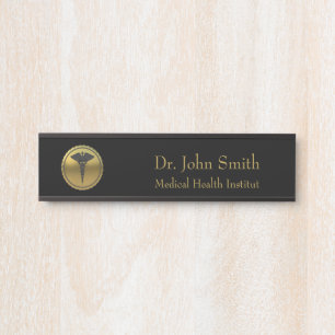 Professionelles medizinisches 3D-Gold-Caduceus-Emb Türschild