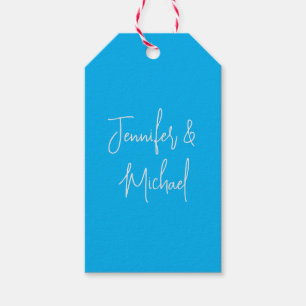 Professionelles minimalistisches azurblaues Schrif Geschenkanhänger