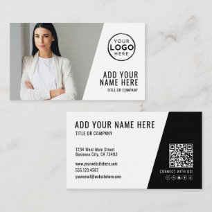 Professionelles minimalistisches Foto-QR-Code-Logo Visitenkarte