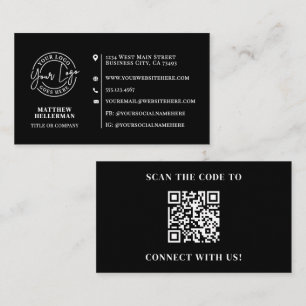 Professionelles minimalistisches QR-Code-Logo Schw Visitenkarte
