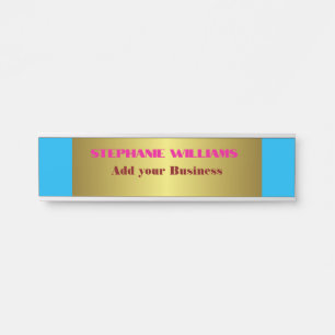 Professionelles modernes blau-goldenes Büro Namens Türschild