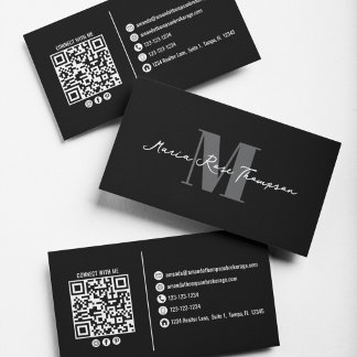 Professionelles modernes Monogramm Minimal QR-Code Visitenkarte