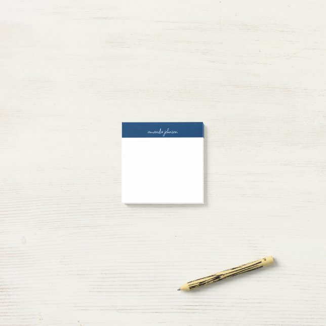 Professionelles modernes navyblaues Monogramm Voll Post-it Klebezettel (Auf Schreibtisch)