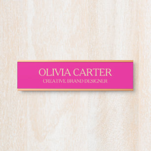Professionelles modernes rosa Gold Büro Namensschi Türschild