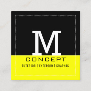 Professionelles modernes schwarzes gelbes Monogram Quadratische Visitenkarte