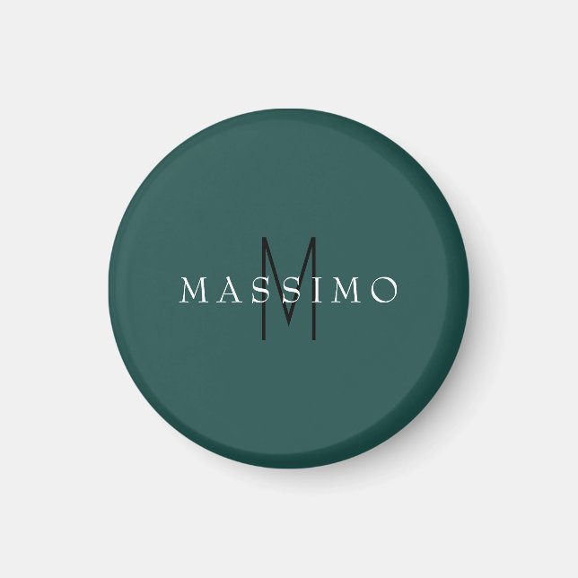 Professionelles Monogramm Grau Blau Ihr Name Magnet (Vorne)
