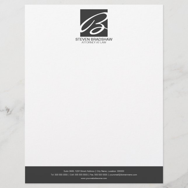 Professionelles Monogramm Grau Briefkopf (Vorderseite)