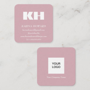 Professionelles Monogramm-Logo Blush Pink Elegant Quadratische Visitenkarte