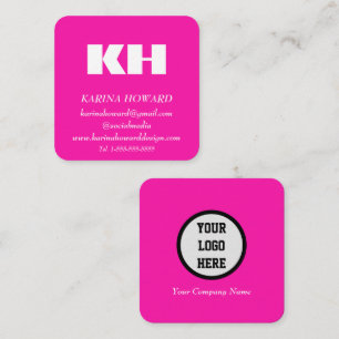 Professionelles Monogramm-Logo Hot Pink Elegant  Quadratische Visitenkarte