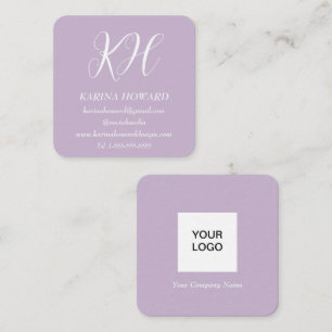 Professionelles Monogramm-Logo Lila Flieder Elegan Quadratische Visitenkarte