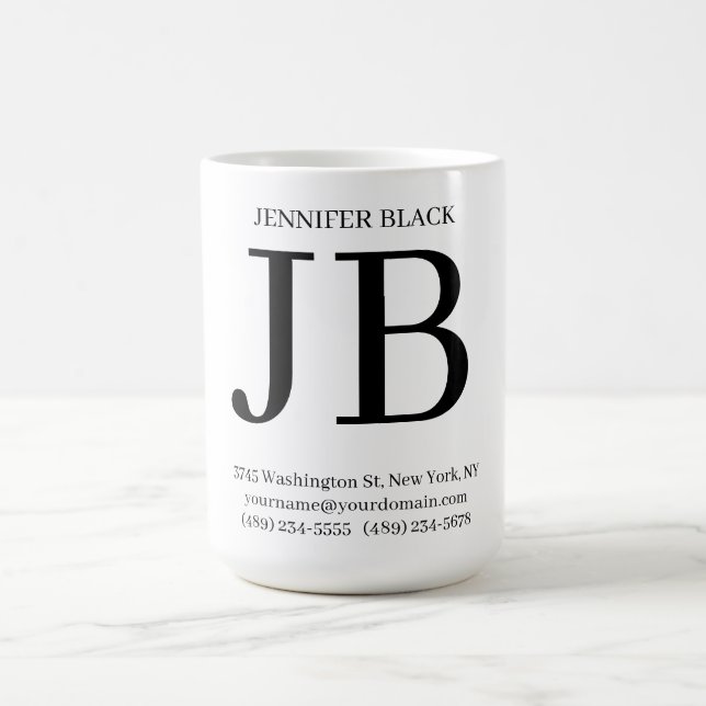Professionelles Monogramm Schwarz Weiß Kaffeetasse (Mittel)