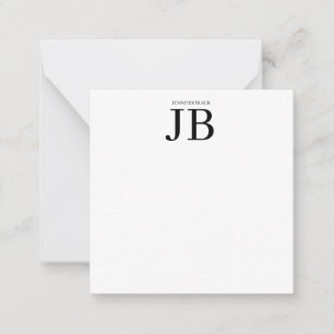 Professionelles Monogramm Schwarz Weiß Mitteilungskarte