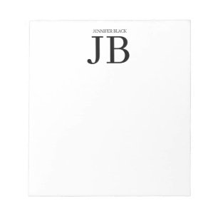Professionelles Monogramm Schwarz Weiß Notizblock