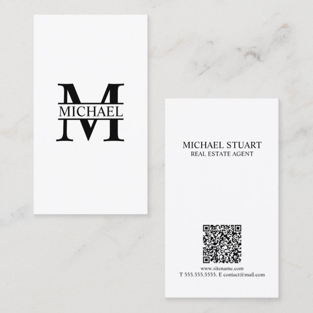 Professionelles Monogramm und Name Visitenkarte (Vorne/Hinten)