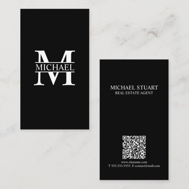 Professionelles Monogramm und Name Visitenkarte (Vorne/Hinten)