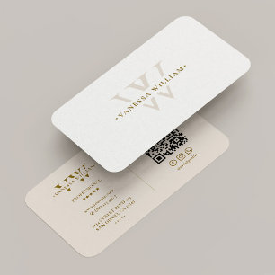 Professionelles Monogramm V-Logo Minimal Sand Visitenkarte