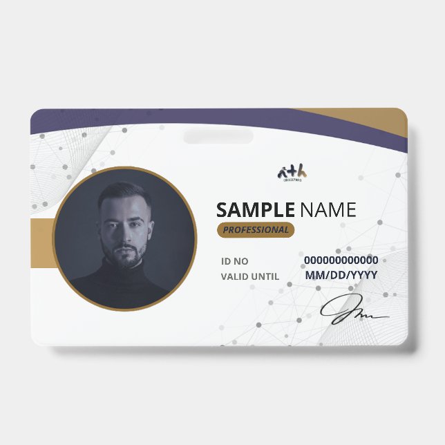 Professionelles Navy-Gold-Tech-ID-Abzeichen - 01 Ausweis (Vorderseite)