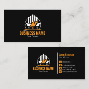 Professionelles Orange Weiß Immobilien-Logo Visitenkarte