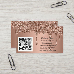 Professionelles Rosa Social Media Glitter Roségold Visitenkarte