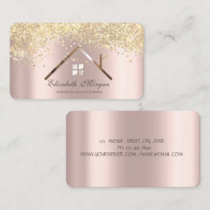 Professionelles Roségold-Gold-Sequins-Immobilien Visitenkarte
