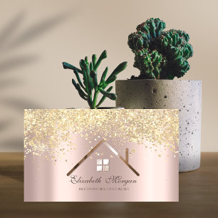 Professionelles Roségold-Gold-Sequins-Immobilien Visitenkarte