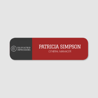 Professionelles Schwarz-Dunkelrot Luxus-Logo-Style Namensschild