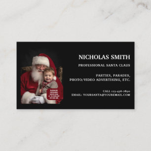 Professionelles Schwarz-Weihnachtsmann-Foto Visitenkarte
