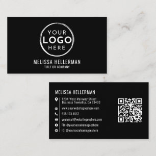 Professionelles Schwarzes Generisches Logo QR Code Visitenkarte