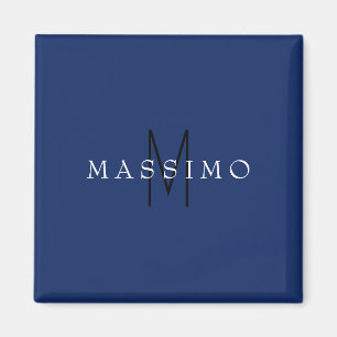 Professionelles schwarzes Monogramm Blau Ihr Name Magnet