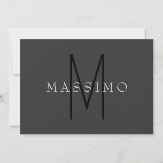 Professionelles schwarzes Monogramm grau Ihr Name (Vorderseite)