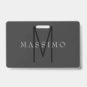 Professionelles schwarzes Monogramm grau Ihr Name Ausweis