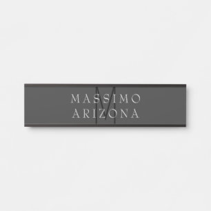 Professionelles schwarzes Monogramm grau Ihr Name Türschild