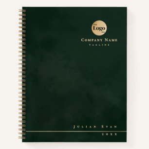Professionelles Smaragdgrün-Gold-Firmenlogo Notizbuch