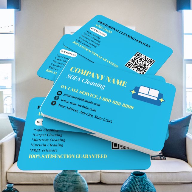 Professionelles Sofa-Reinigungs-Logo QR-Code Visitenkarte (Von Creator hochgeladen)