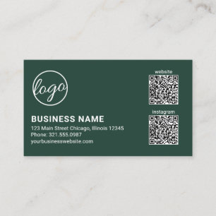 Professionelles Waldgrün-Logo QR-Code Modern Visitenkarte