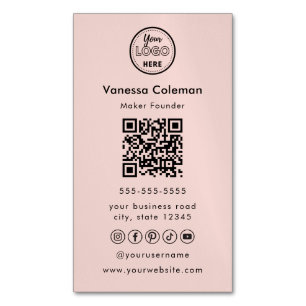 Professionnel minimal Qr Code Carte de visite rose