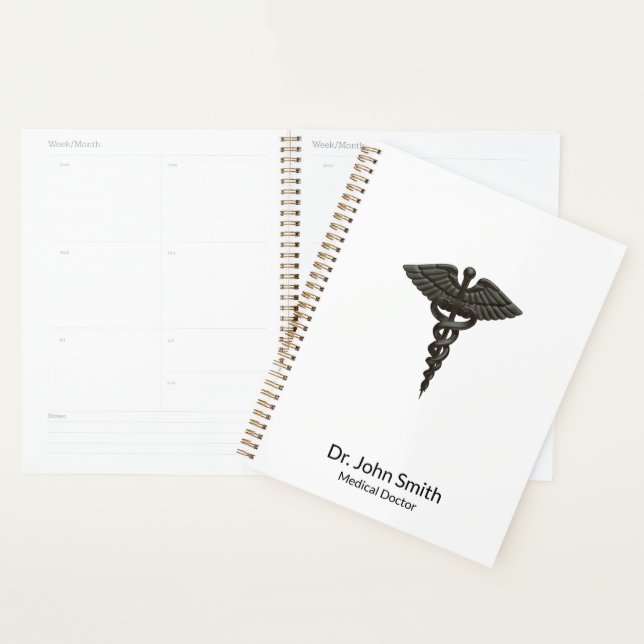Professionnel Simple Caduceus Noir Blanc Médicale (Devant avec enveloppe)