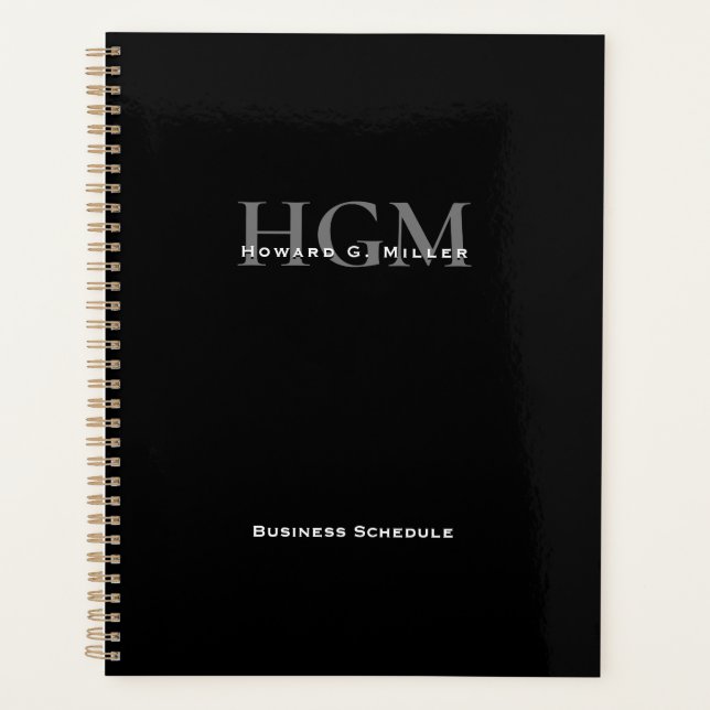 Professionnel Simple Noir Argent 3 Lettre Monogram (Devant)