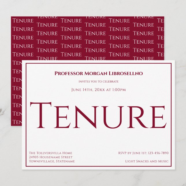 Professor Burgundy Academic Tenure Party Einladung (Vorne/Hinten)