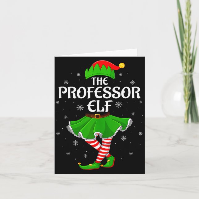 Professor Elf Christmas Family Girls Women Elf Squ Karte (Vorderseite)