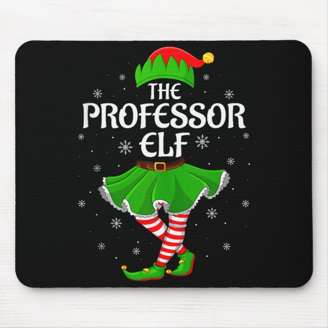 Professor Elf Christmas Family Girls Women Elf Squ Mousepad (Vorne)