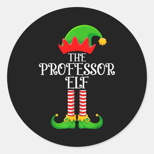 Professor Elf Christmas Family Matching Funny Love Runder Aufkleber (Vorderseite)