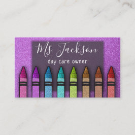 Professor Preschool Lehrer Glitzer Rainbow Crayon Visitenkarte