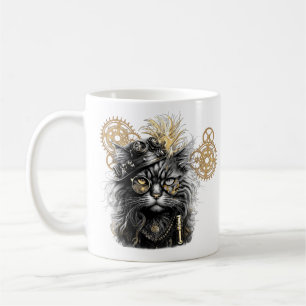 Professor Sprocket-Paws Die funky Steampunk-Katze Kaffeetasse