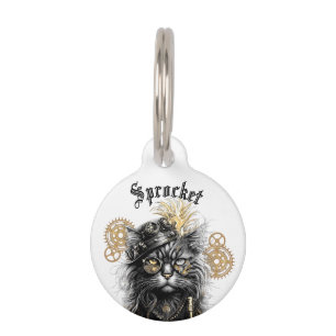 Professor Sprocket-Paws Runde Pet-Tags Name Kontak Haustiermarke